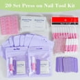 thumbnail image 5 of DAR  Press On Nail Tool Kit with Everything, Nail Prep Tool Disposable Manicure Kit with Nail File, Nail Glue, Prep Pads, Adhesive Nail Tabs,Wood Stick, Packaging Ba (20pcs-purple), 5 of 12