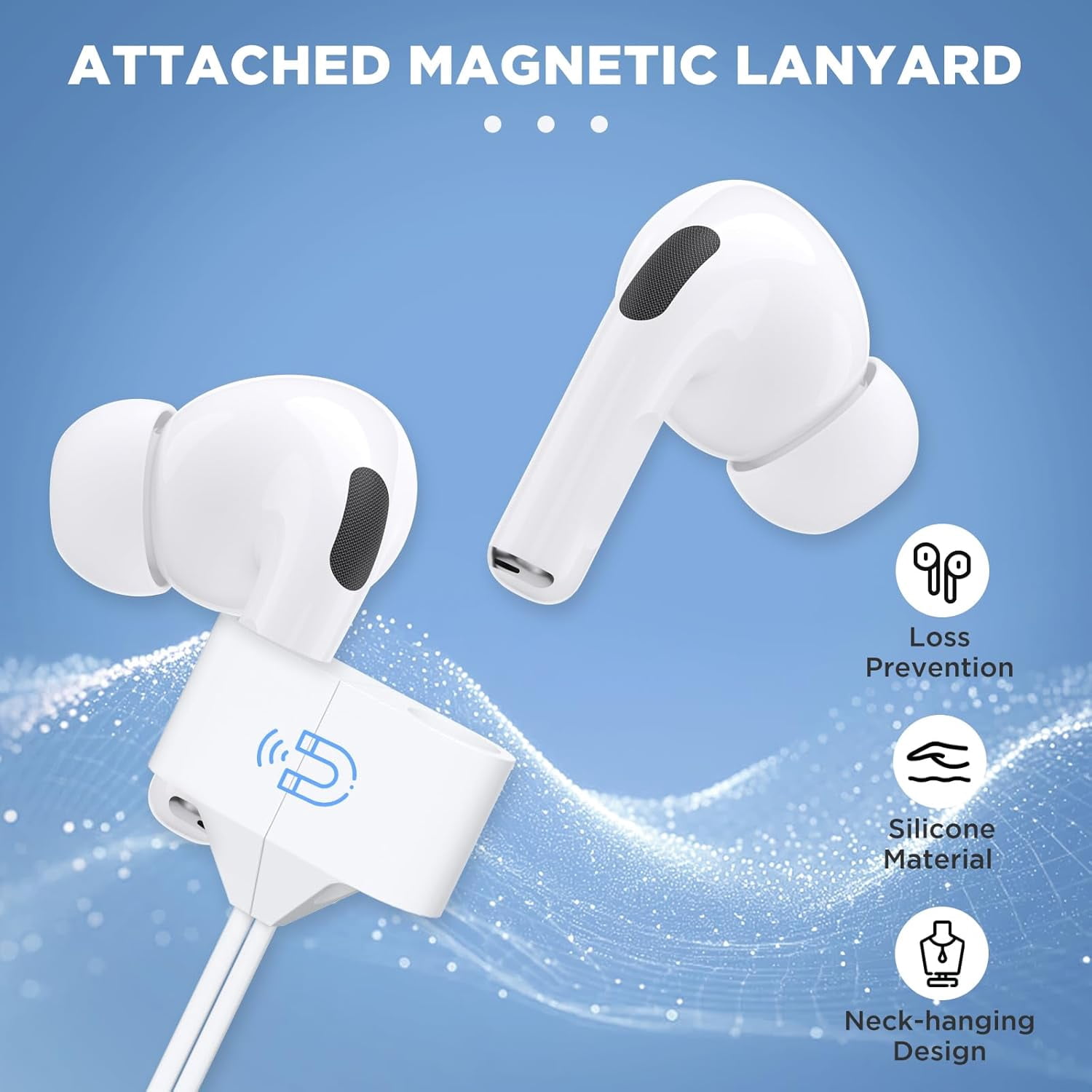 Single Replacement Right Earbud for Air Pod Pro 1 Gen, Only Compatible with AirPods Pro 1st Mode A2083, Right Ear Side Wireless Earbud with a Complimentary Magnetic Lanyard - R