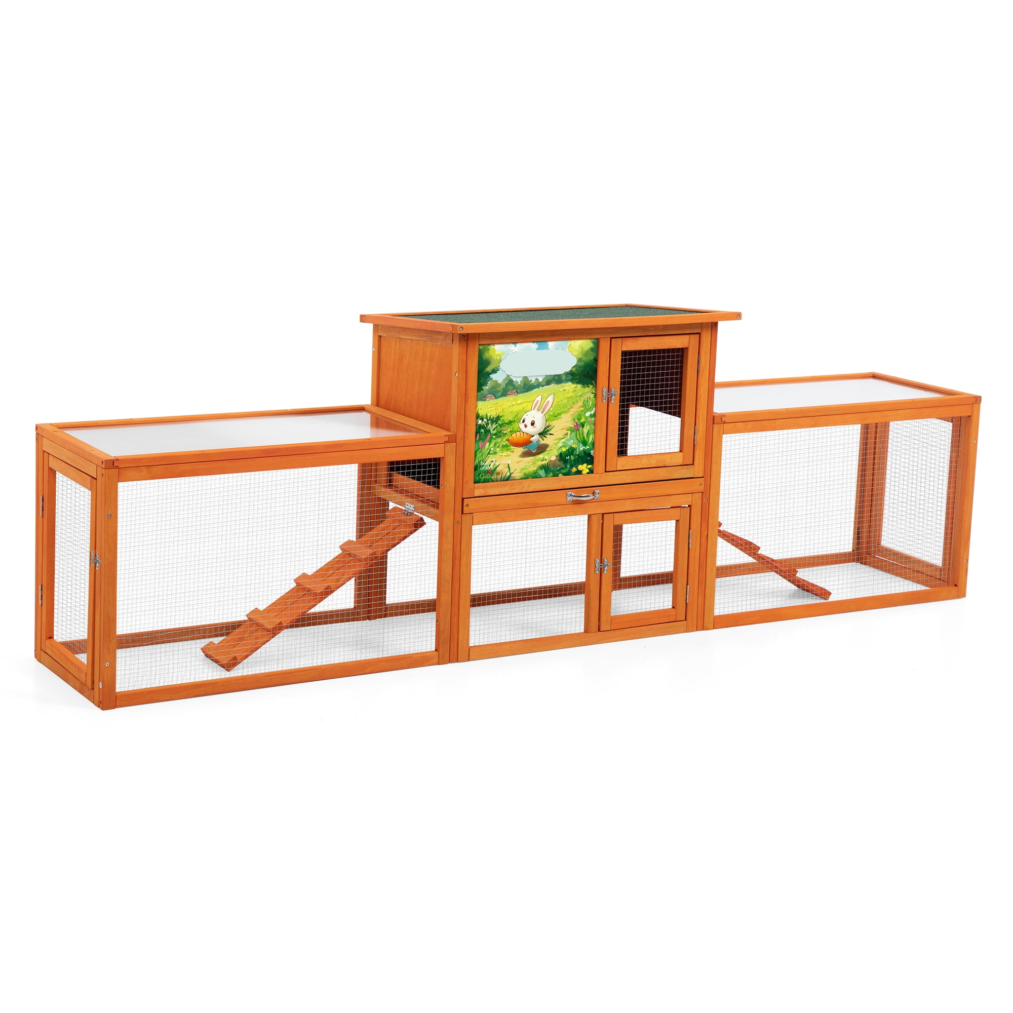 COZIWOW XL 94'' 2-Tier Rabbit Hutch, Guinea Pig House, Chicken