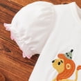thumbnail image 6 of HCNTES Toddler Girl Outfit Lace Trimmed Cartoon Embroidered Bubble Sleeve Top With Giraffe Birthday Theme Set 2-Piece Set for Daily Wear Summer Girl Clothes, 6 of 9