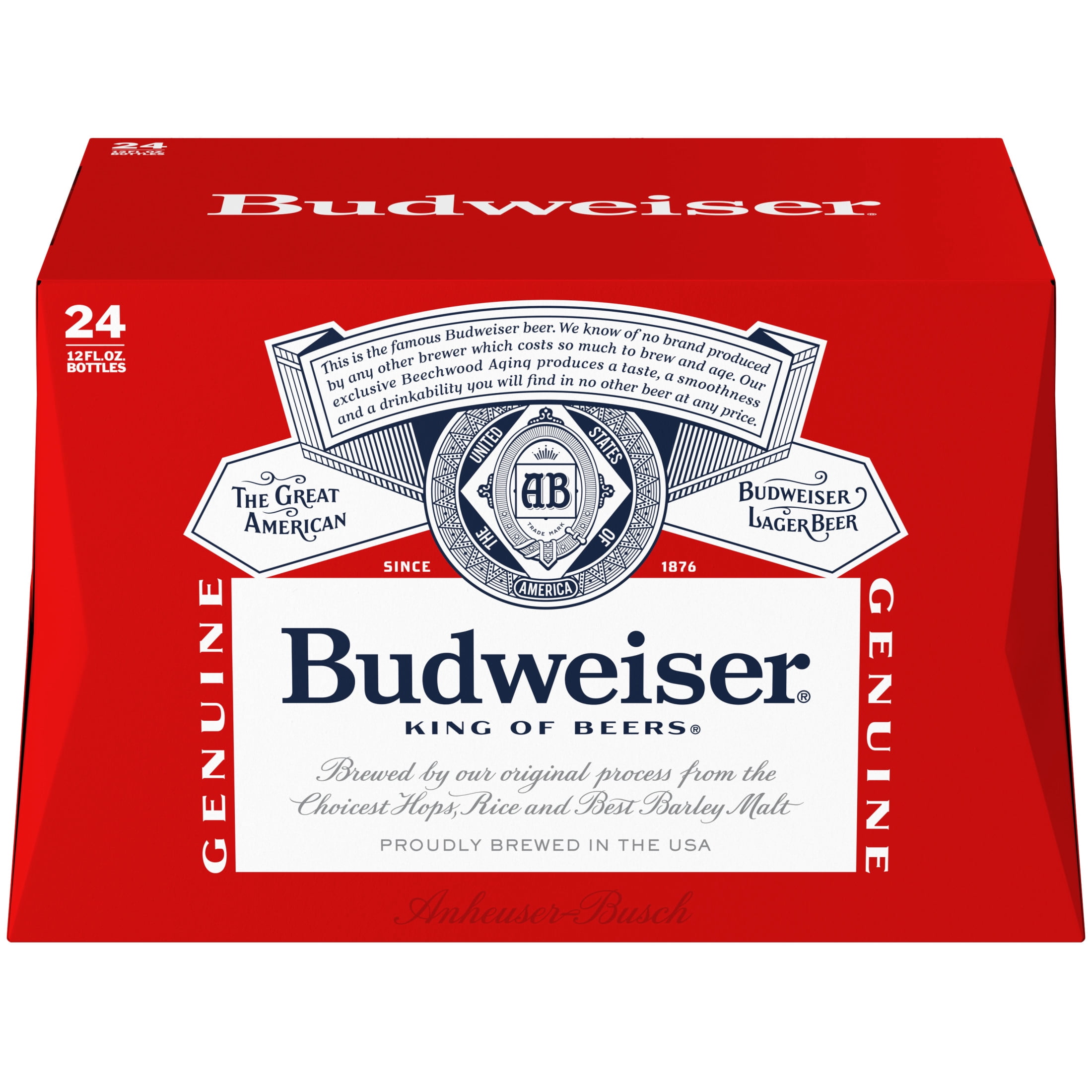 Budweiser American Lager Beer 24 pack 12 fl oz Glass Bottles 5% ABV