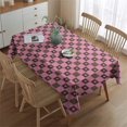 thumbnail image 2 of Pink Brown Heart Checkered Pattern Rectangle Tablecloth 60"x84",Waterproof Polyester Rectangle Table Cloth, Wipeable Spillproof Polyester Tablecloth for Dining, Camping, Indoor and Outdoor, 2 of 5