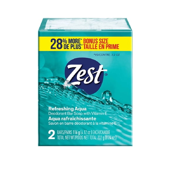 Zest Soap Refreshing Aqua Bath Bars, 4.12 oz, 2 Ea