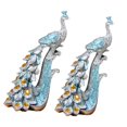 thumbnail image 4 of 2 Pieces Resin Peacock Sculpture Animal Model Silver Decor Handpainted Ornament for Office and Housewarming, 4 of 9