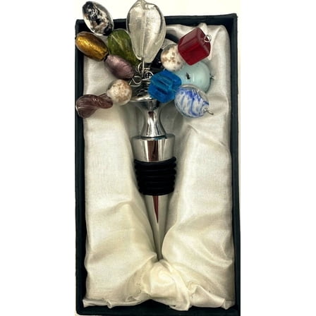 Handmade Glass Wine Stopper with Dangling Beads
