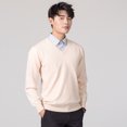 thumbnail image 1 of Suéter de lana de cuello redondo de talla grande para hombre de otoño e invierno, suéter de punto suelto de color sólido, suéter base para hombre, 1 of 5