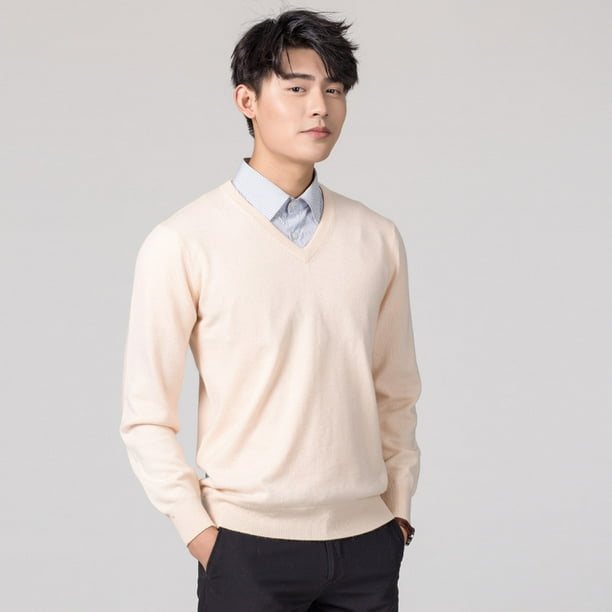 Suéter de lana de cuello redondo de talla grande para hombre de otoño e invierno, suéter de punto suelto de color sólido, suéter base para hombre