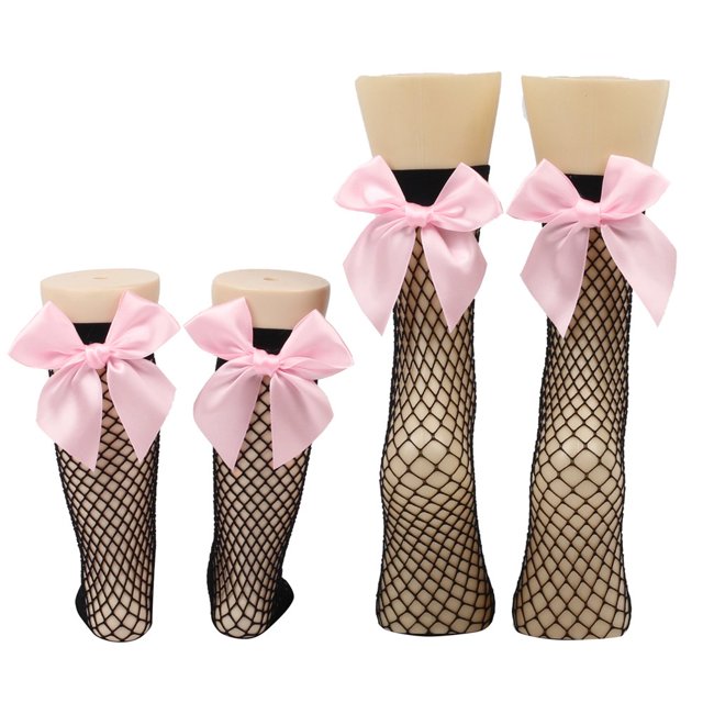 Chaussettes Résille pour Femmes Chaussettes Hautes en Maille Bas de Mode avec Noeud en Satin