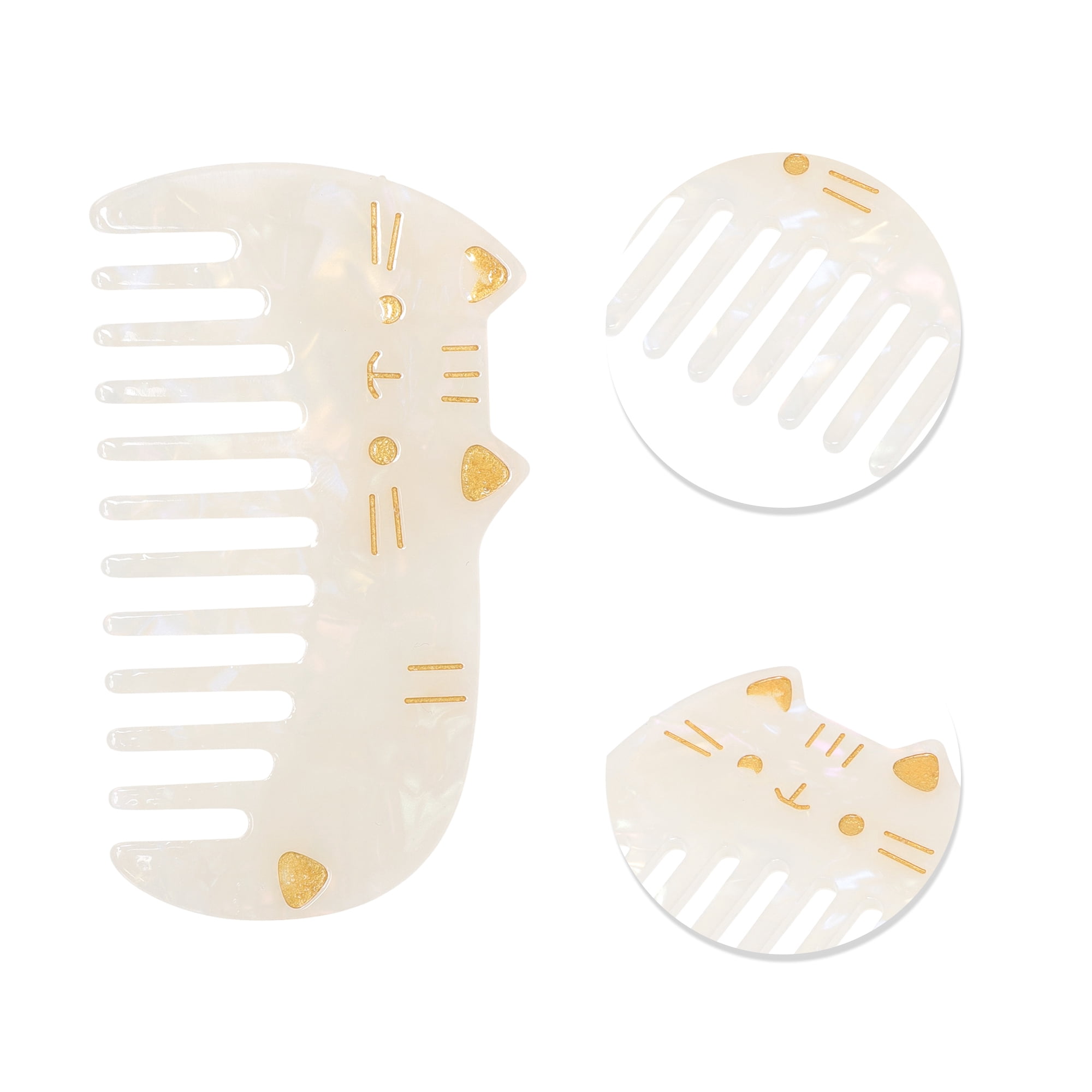Unique Bargains 1 Pc Women Durable Cute Cat Comb Designed for All Hair Types White