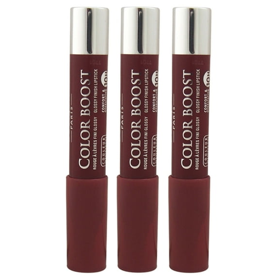 Bourjois Color Boost Lipstick SPF 15 - 06 Plum Russian - Pack of 3, 0.1 oz