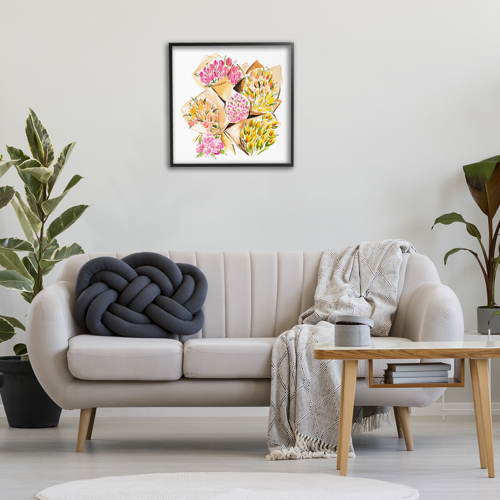 Stupell Industries Bundle of Bouquets Botanical & Floral Painting Black Framed Art Print Wall Art, 24 x 24