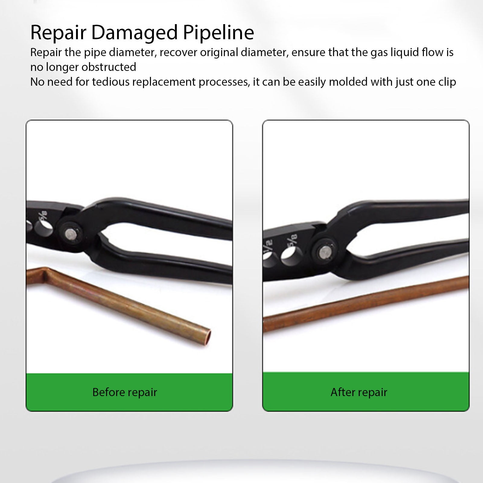 Copper Tube Repair Plier 1/4 in - 5/8 in for Aluminum Stainless Steel and Thin Walled Iron Pipe