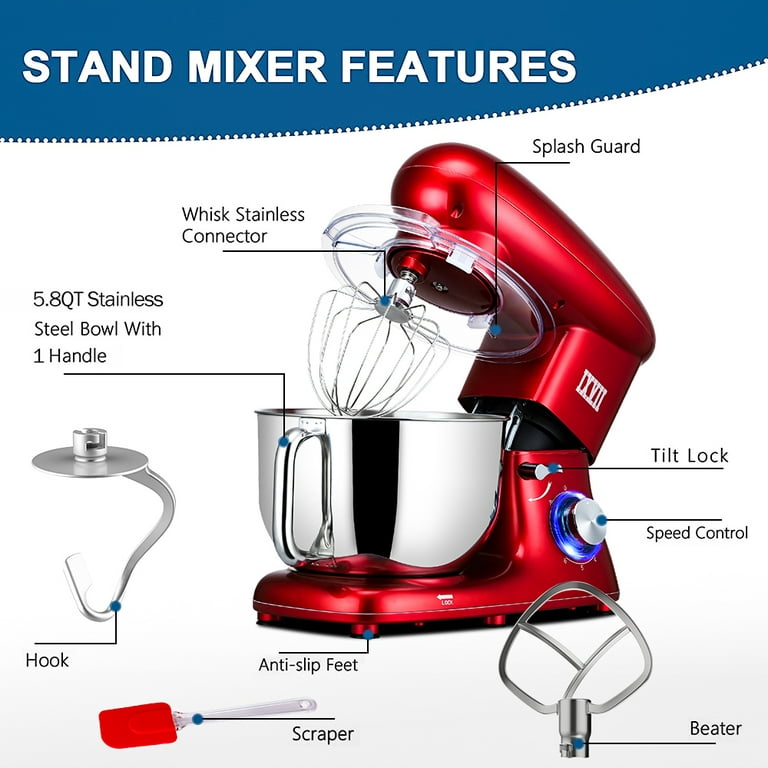 Electric Stand Mixer Baking Machine Kitchen Dough Bread Cake Cooking 6  Speed 708999081450
