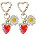 thumbnail image 6 of 1 Box 2Pcs 2 Colors Strawberry Keychain Bulk s Bag Charms Alloy Red Pink Cute Flower Daisy Swivel Snap Hook Clasps Key Chain Accessories for Women s Purse Backpack Pendant Decoration, 6 of 9
