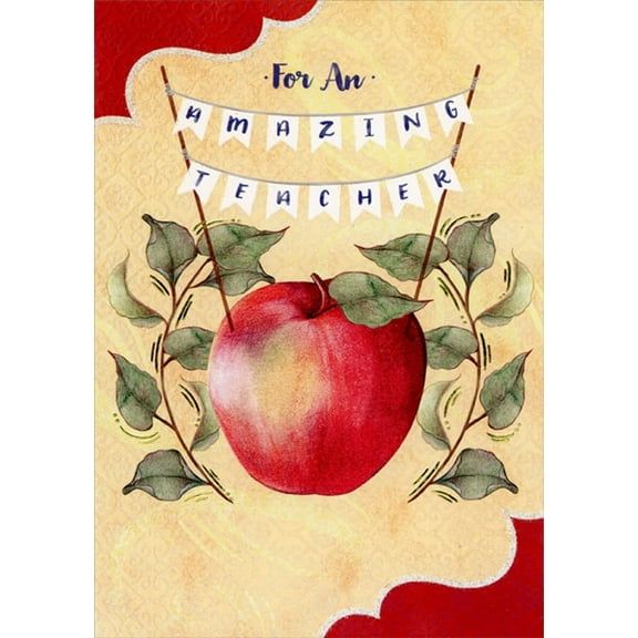Designer Greetings Amazing Teacher Large Ripe Apple Teacher Appreciation / Thank You Card