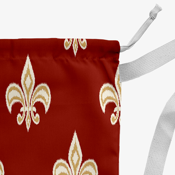 Simply Daisy Canvas Fleur de Lis 18 x 29 in Red Laundry Bag