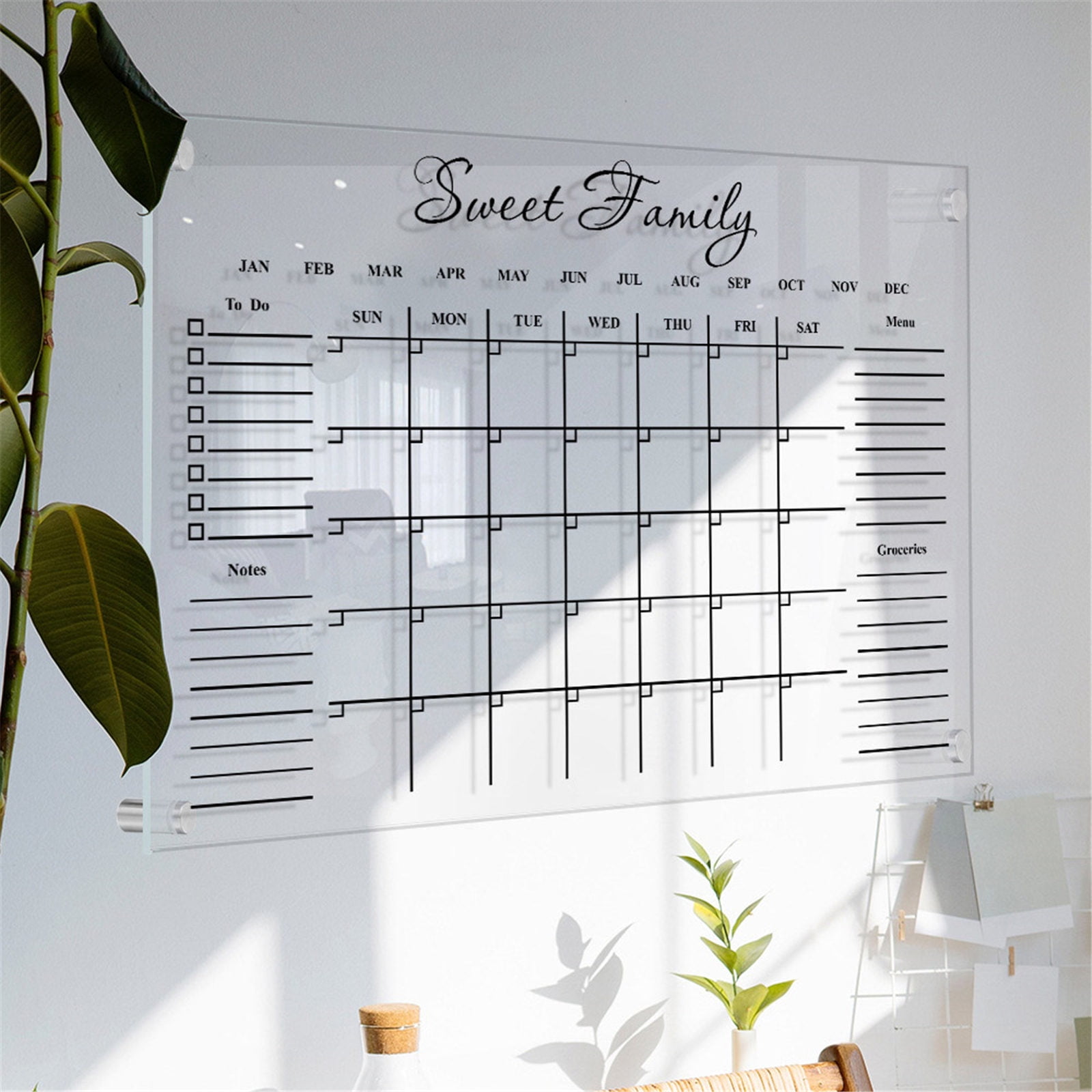 Pouches For Organization Wall Acrylic Weekly Planner Board Clear Dry Erases Calendar Planner Reusable Weekly Daily To Do List Board