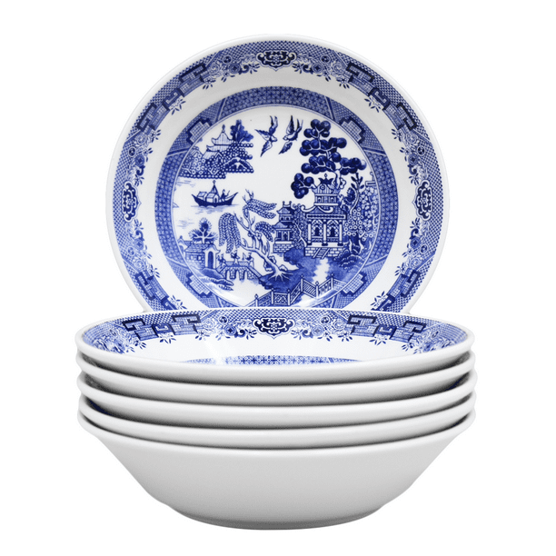 Set De 6 Platos Soperos Hondos Vencort Cerámica Decorado Blue Willow