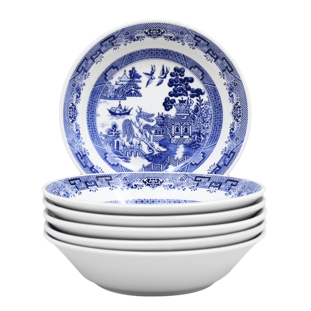 Set De 6 Platos Soperos Hondos Vencort Cerámica Decorado Blue Willow
