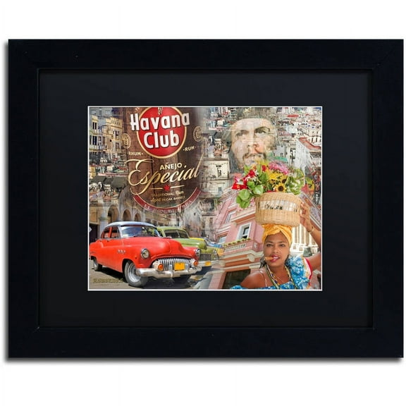 Trademark Fine Art "Havana Club I" Canvas Art by Alberto Lopez, Black Matte, Black Frame