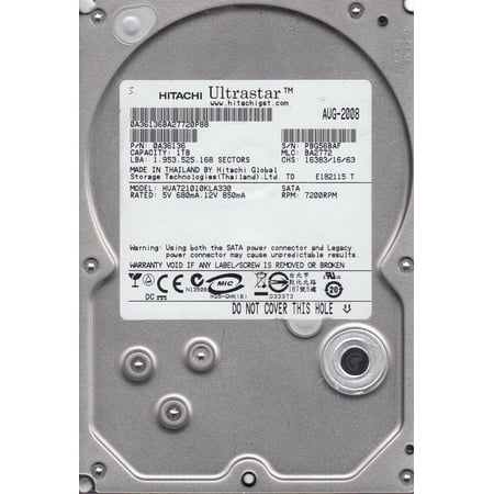 HUA721010KLA330, PN 0A36136, MLC BA2772, Hitachi 1TB SATA 3.5 Hard Drive