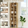 thumbnail image 3 of Hiphuta 7-Tier Double Wide Media Tower Rack, 71 X 20 X 9 Inches CD DVD Slim Storage Cabinet with Adjustable Shelves, Sturdy Tall Narrow Bookcase Display Bookshelf for Home Office, Natural, 3 of 7