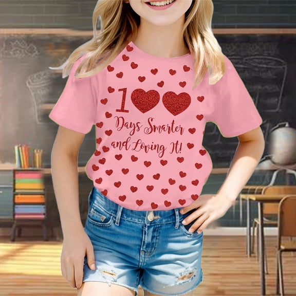 Gzbliryd Graphic T-Shirt Letter Print T Shirt Top Cute Casual Tops for Boys Summer Clothes for Teens (Pink,120)