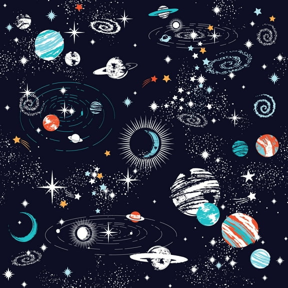 MuralsPrint Space Planets Constellations Removable Wallpaper - 24'' inch x 10'ft
