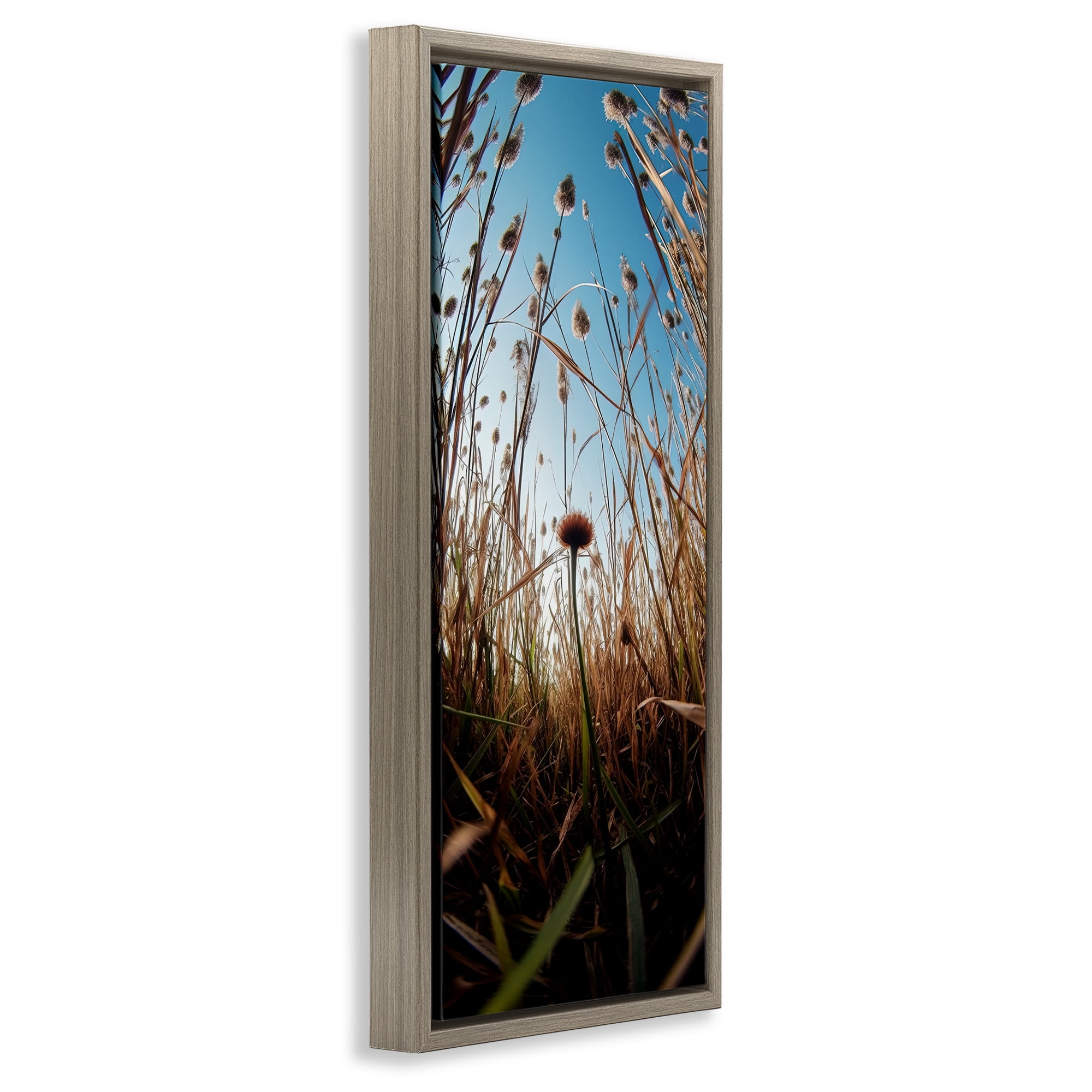 Daydream Botanical Meadow Brown Framed Floater Canvas Wall Art, design by Decent Exposures