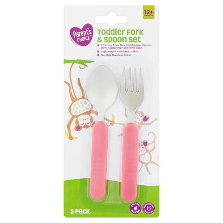 Parents Choice Stainless Steel Toddler 2 Piece Count Fork & Spoon Set