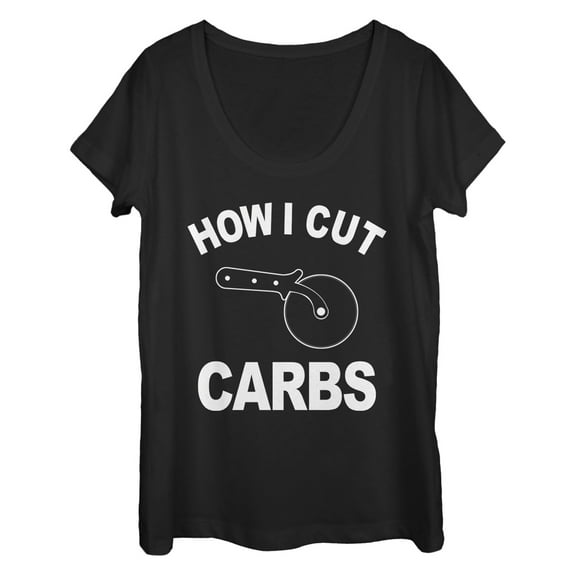 Women's CHIN UP How I Cut Pizza Carbs Scoop Neck Black Medium
