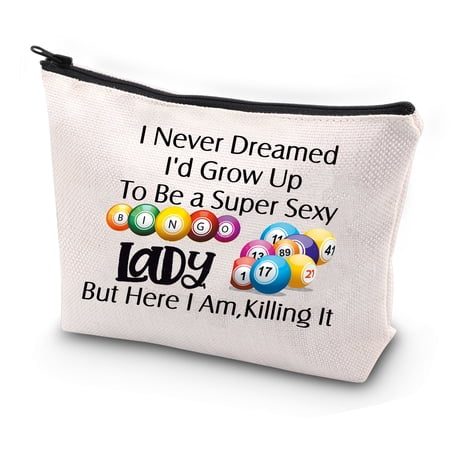 Bingo Gifts for Bingo Players Makeup Bag Funny Bingo Lady Gifts Bingo Winner Gifts Bingo Themed Cosmetic Bag Bingo Game Lover Gift