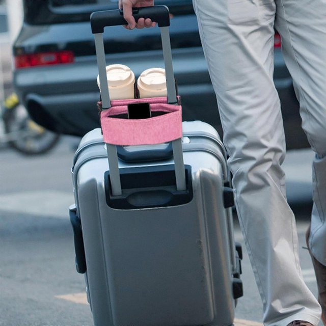 Luggage Travel Drink Bag Cup Holder Free Your Hand For Drink Beverages Caddy Coffee With Backpack Fits All Suitcase Handles
