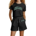 thumbnail image 1 of Girls Fashion Letter Print Casual Loose Short Sleeve Suit, 1 of 4
