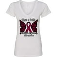 thumbnail image 3 of Inktastic Multiple Myeloma Cancer Awareness Hope & Faith with Butterfly Ribbon Women's V-Neck T-Shirt, 3 of 5