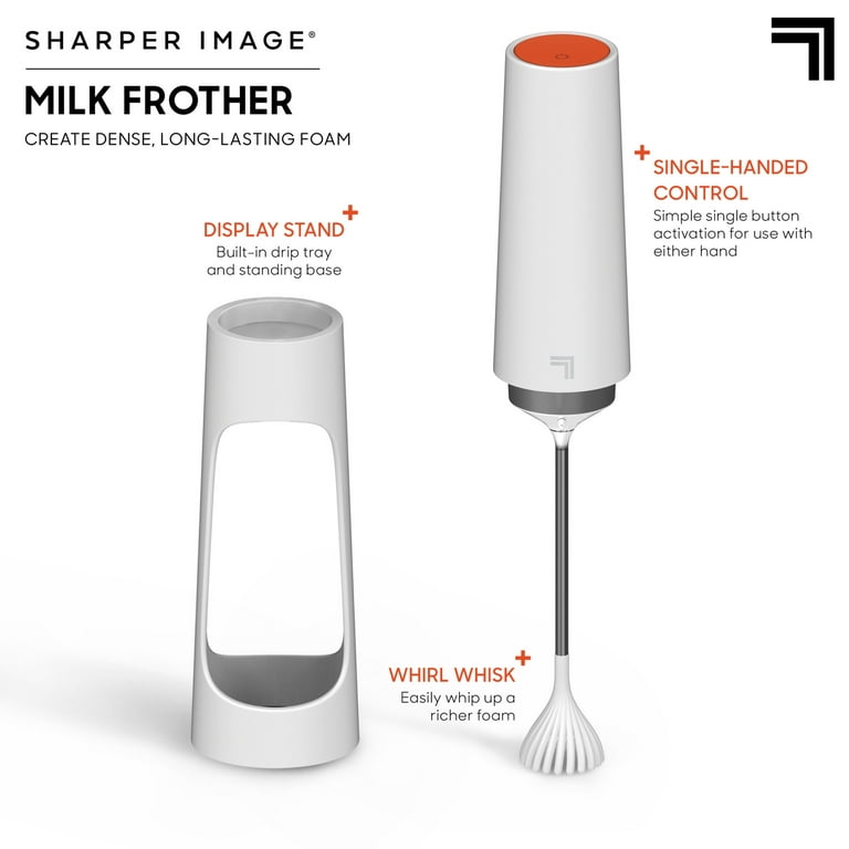 Sharper Image® Electric Milk Frother for Dense and Long-Lasting Foam  Creation, White 