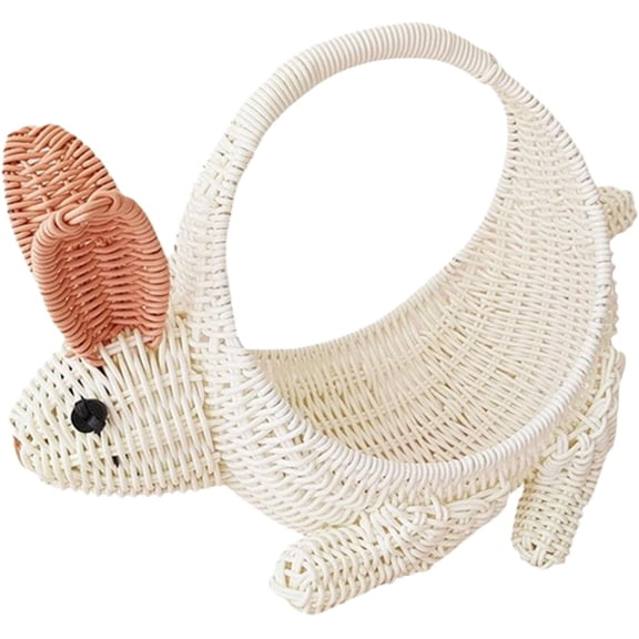 Handwoven Rabbit Basket, Rattan Storage for Kitchen, Nursery, Easter Decor - 10.2x13.3 inch (26x34 cm)DSF