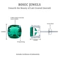 thumbnail image 6 of Rosec Jewels 2.75 CT Cushion Cut Lab Created Emerald Stud Earrings for Women, Lab Created Emerald Solitaire Earrings, 10K White Gold, 6 of 7