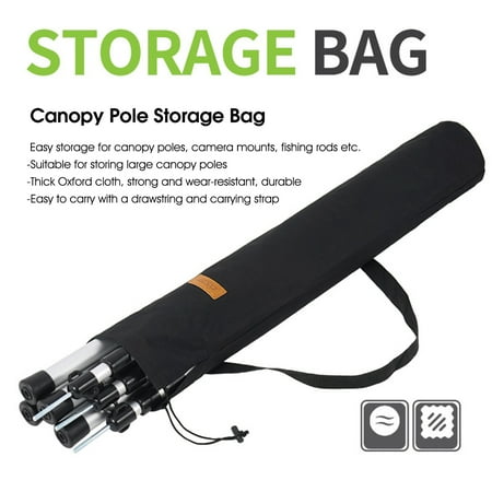 Toudaret 1 Pcs Canopy Pole Storage Bag High Tensile Waterproof Portable Handle Thicker Wear-resistant Large Capacity Oxford Cloth Black Fishing Rod Tote Bag for Outdoor