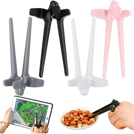 

Pack of 4 Finger Sticks for Gamers Hand- Snack Chopsticks Gaming Gamers Plastic Food Tongs Clamps Lazy Auxiliary (Multi-Colour) Black White Grey Pink