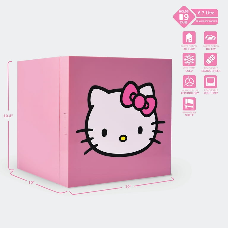 Hello Kitty Pink Cooler Mini Fridge 6.7L Single Door 9 Can ACDC
