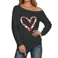 thumbnail image 2 of Womens Casual Sweatshirt Graphic Printed One Shoulder Tops Long Sleeve Lightweight Loose Pullover Sweatshirt, 2 of 4