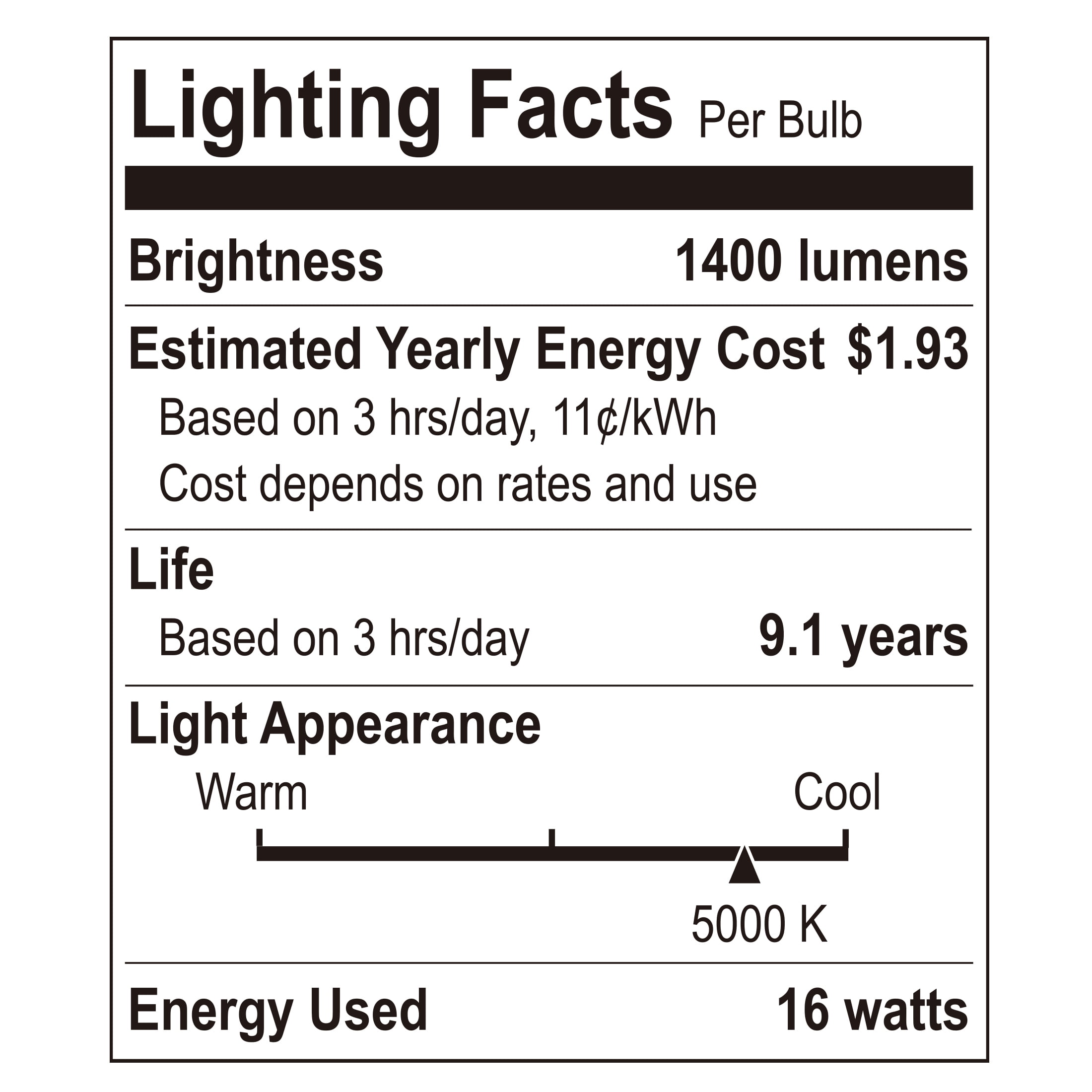Great Value BR30 LED Floodlight Bulb, 16W, 100W Equivalent, 5000K Daylight, E26 Base, Dimmable, 4-Pack