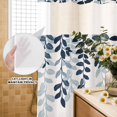 thumbnail image 3 of No Hook Shower Curtain, Navy Blue Ombre Botanical Shower Curtains for Bathroom with See Through Top Window, Watercolor Pastoral Leaf Rustic Waterproof & Washable Bath Curtain 66"x72", 3 of 9