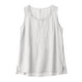 thumbnail image 6 of Pafei Tyugd Womens Linen Tank Tops Plus Size Dressy Lace Crew Neck Summer Tshirts Loose Fit Comfy Sleeveless Shirts for Daily Wear White L, 6 of 8