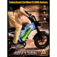 thumbnail image 5 of ESKUTE V100 Electric Bike for Teens Adults, 750W Peak 1500W 28 Mph 48V 13 Ah,16"x4.0" Fat Tire E Bicycle, 7-Speed E-Bike with Dual Suspension Blue, UL2849, 5 of 10