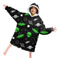 thumbnail image 4 of Alien and Planet Black Pattern Lamb Fleece Blanket Hoodies for Teens ,Teens Oversize Sherpa Wearable Hooded Blanket Sweatshirt with Super Pockets, 4 of 6