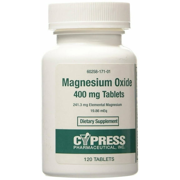 Cypress Pharmaceutical Magnesium Oxide, Dietary Supplement, 120ct, 5-Pack