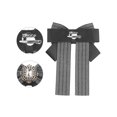 thumbnail image 3 of INSPIRE CHIC Bow Ties Striped Pre-Tied Ribbon Brooch Pin for Women Fashion Black, 3 of 4