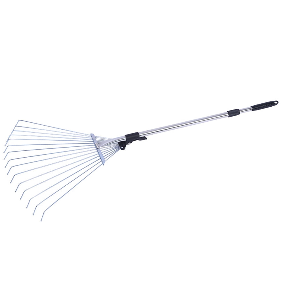 Retractable Stainless Steel Rake 15 Tines Fanhead Garden Leaves Rake